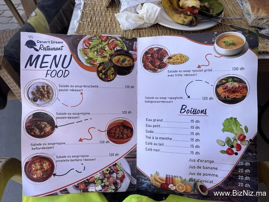Desert dream restaurant Moroccan food,fast food and excursion to Erg Chegaga
